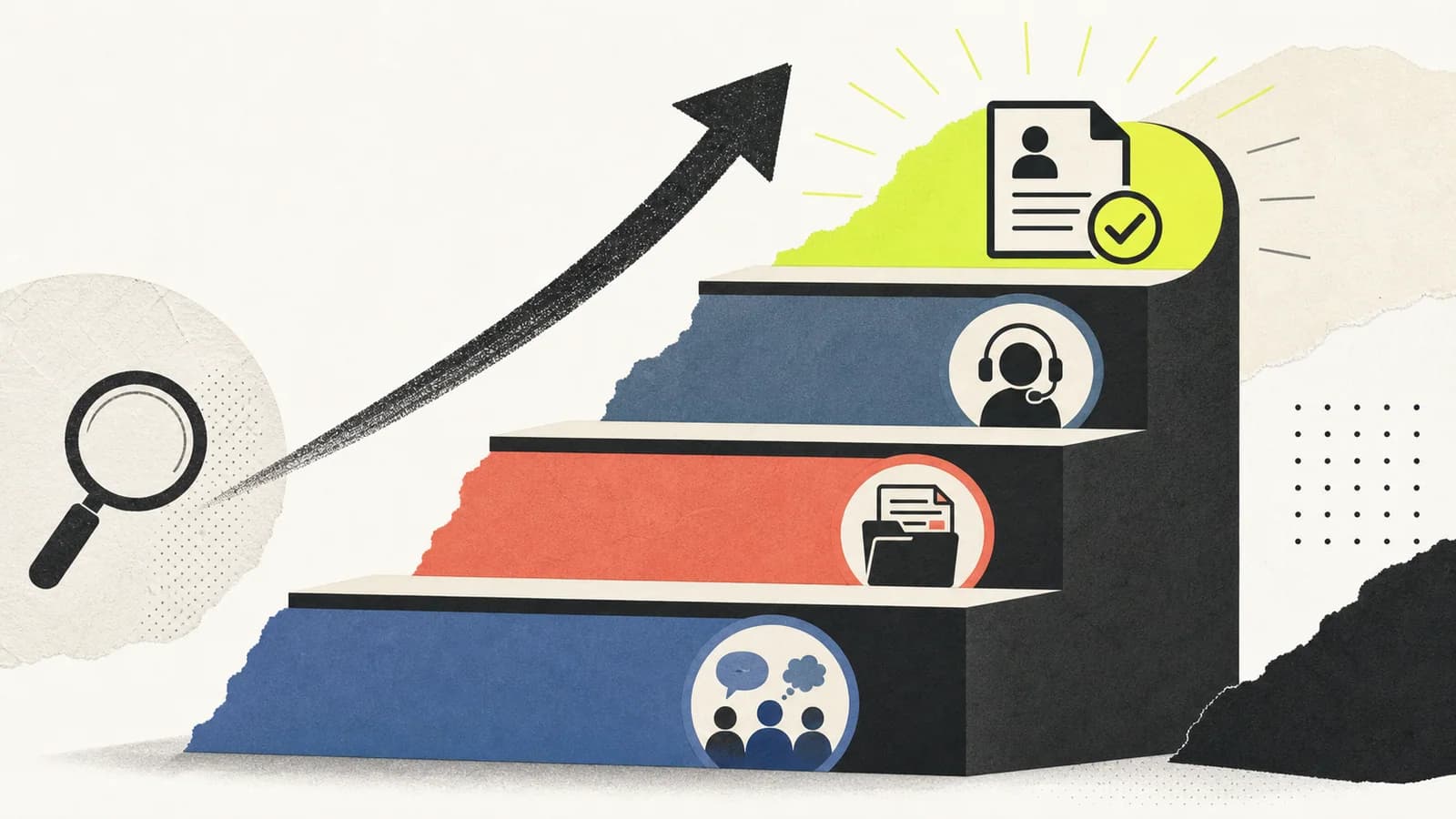 Visual ladder ranking a current role statement above recruiter confirmation, recent employer records, and informal sponsorship clues
