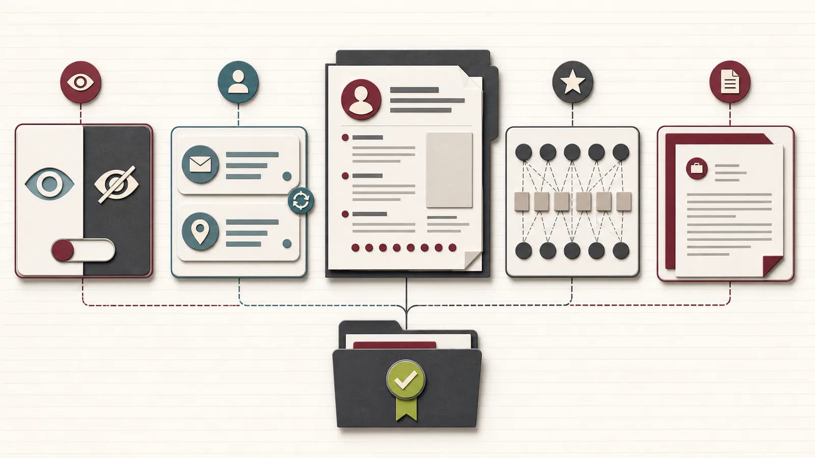Diagram of CV visibility, current personal details, defensible skills, and a tailored covering letter