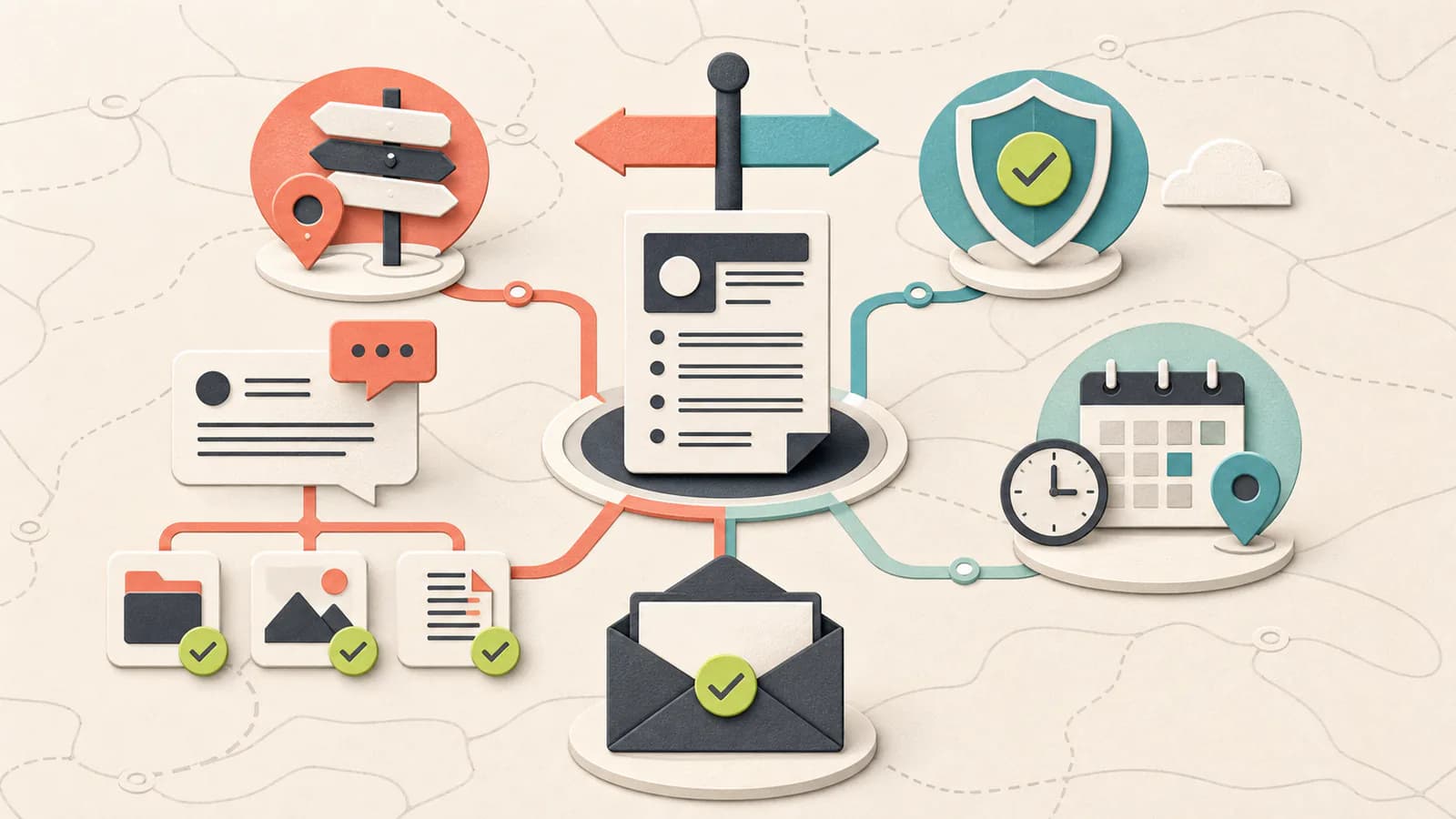Diagram of route recognition, evidence-backed pitch, accurate work-rights facts, and availability context