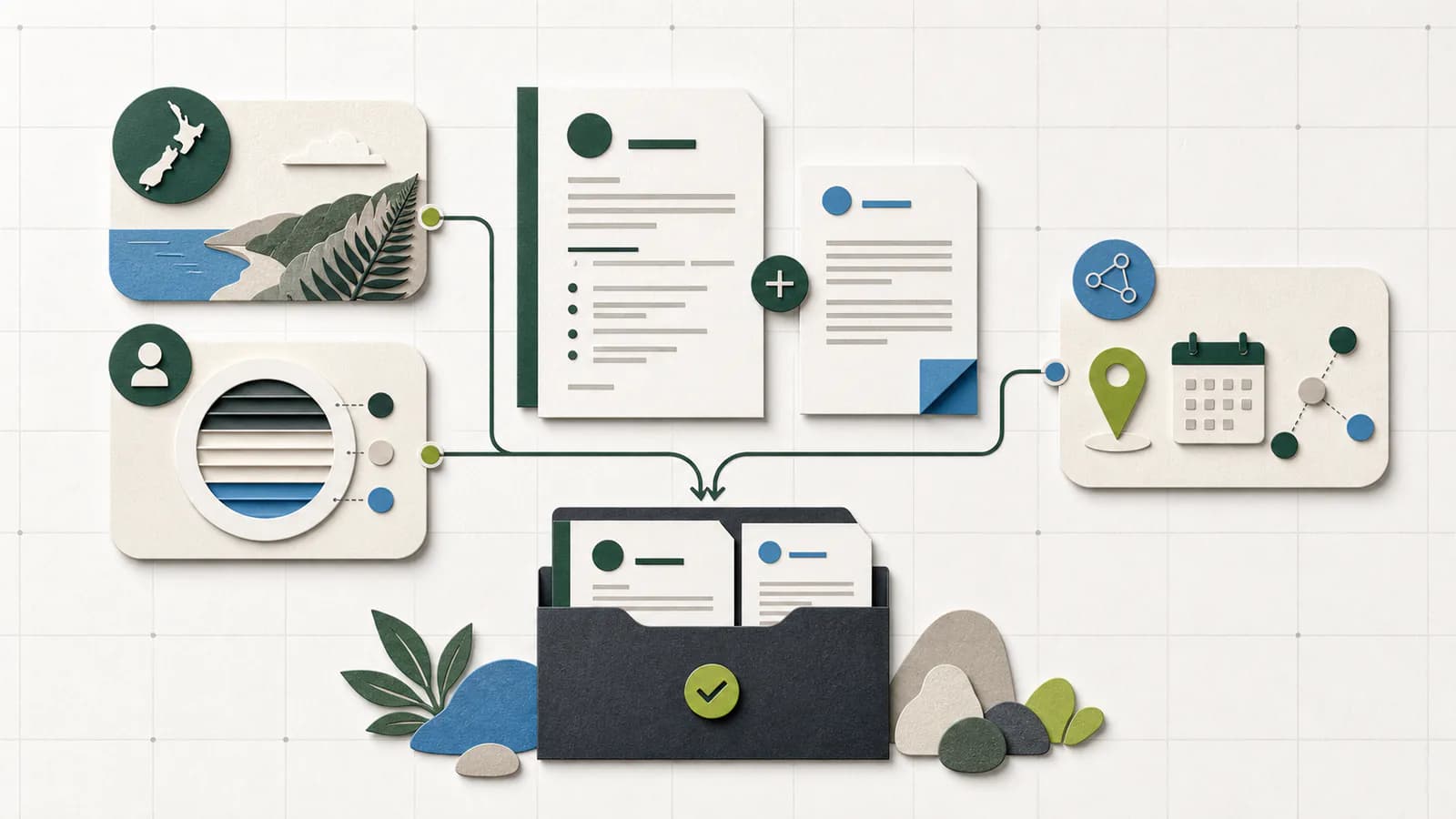 Diagram of New Zealand CV context, a separate cover letter, profile visibility, and practical local information